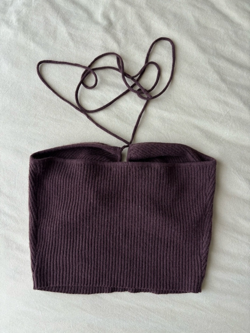 Reformation Ribbed Brown Halter Crop Top - Picture 2 of 4